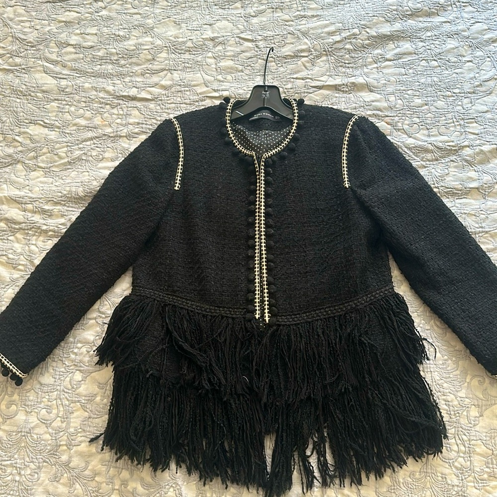 Zara Jacket   Tweed style Black    Size M